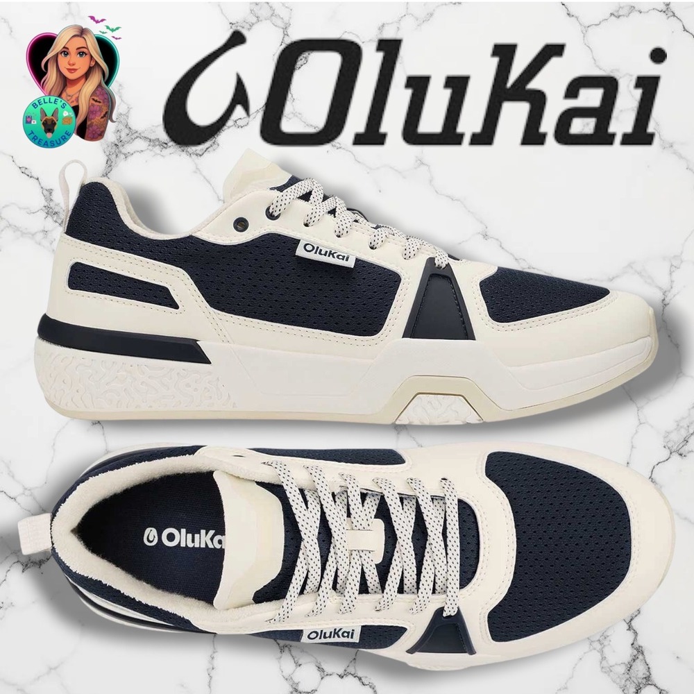 OluKai Anau Pickleball Sneakers Men's 11 Mood Indigo Bright White Sneakers NEW